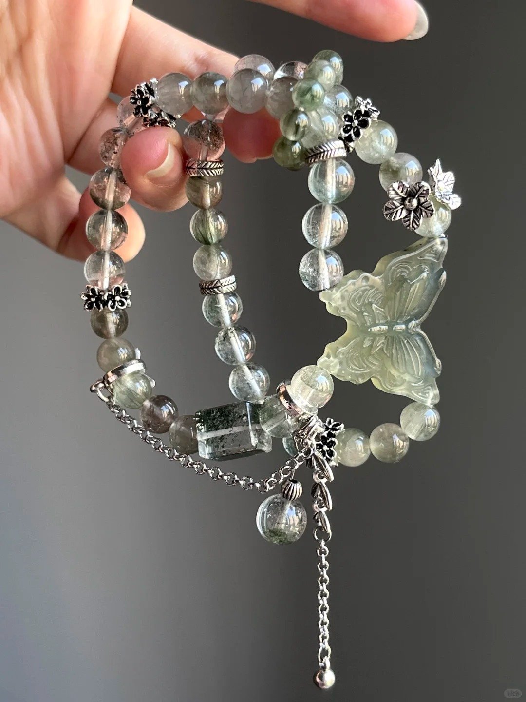 Close-Up of Multi-Gem Bracelet, Transformation Blade In Earth-Wood-Metal