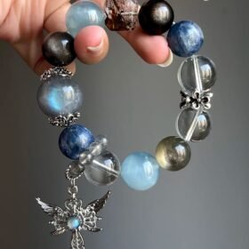 Close-Up of Multi-Gem Bracelet, Spiritual Blade In Water-Metal