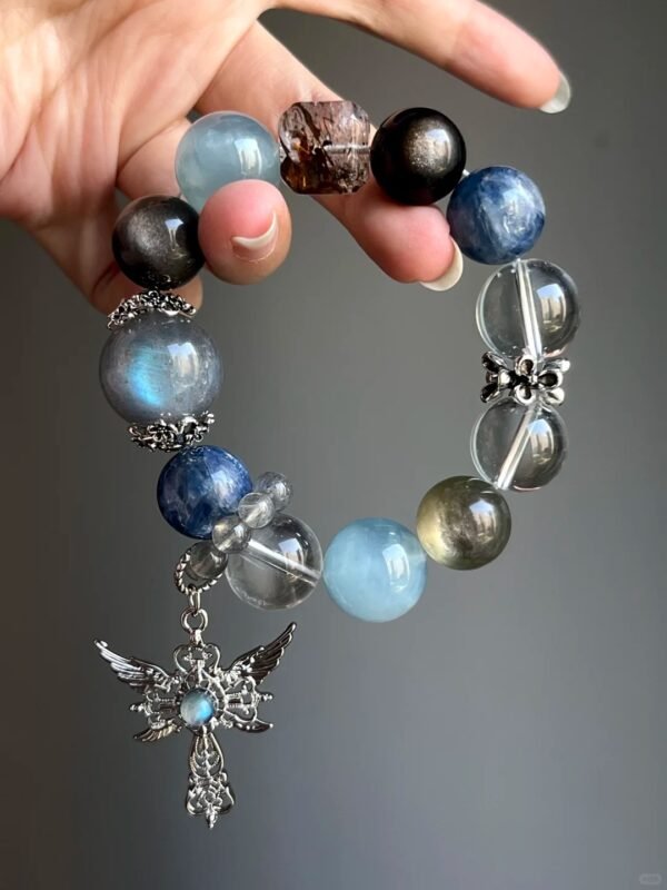 Close-Up of Multi-Gem Bracelet, Spiritual Blade In Water-Metal