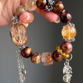 Close-Up of Multi-Gem Bracelet, Wealth Blade In Earth-Fire-Metal