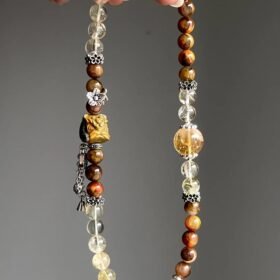 Layered Multi-Gem Bracelet, Earth-Fire-Metal Courage Matrix