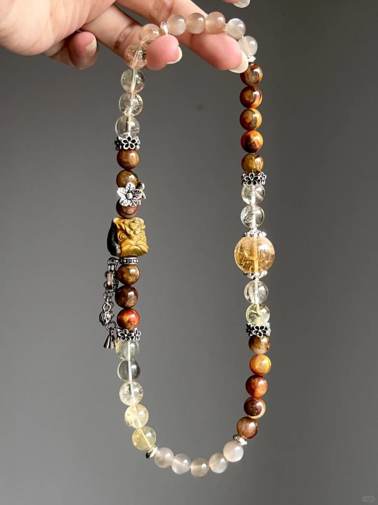 Layered Multi-Gem Bracelet, Earth-Fire-Metal Courage Matrix