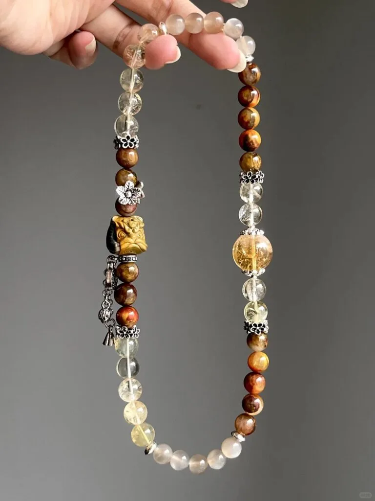 Layered Multi-Gem Bracelet, Earth-Fire-Metal Courage Matrix