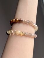 Hand-Wearing Multi-Gem Bracelet with Alashan Lion Carving, Citrine, Pietersite, Earth-Fire-Metal Energy Weaves Courage Field