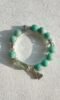 13mm Amazonite Bracelet Display, Green Fluorite Freeform & Silver Bluebird/Tassel, Wood-Water-Earth-Metal Energy Blends