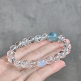 Hand-Shows White Azeztulite & Aquamarine Sync, Metal-Water Spiritual Communication Codes