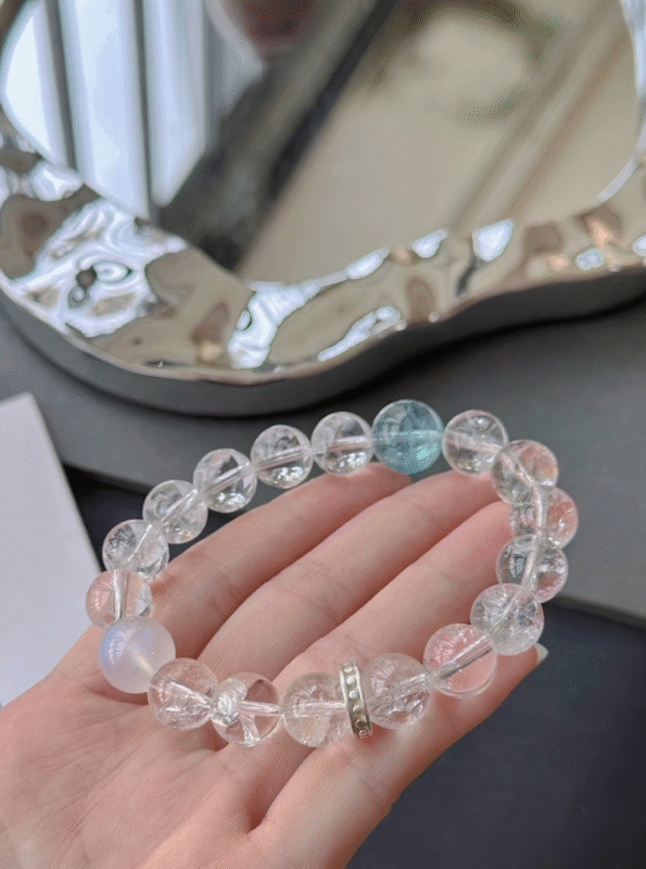White Azeztulite Bracelet Multi-View Display, Metal-Water-Earth High-Vibe Finale