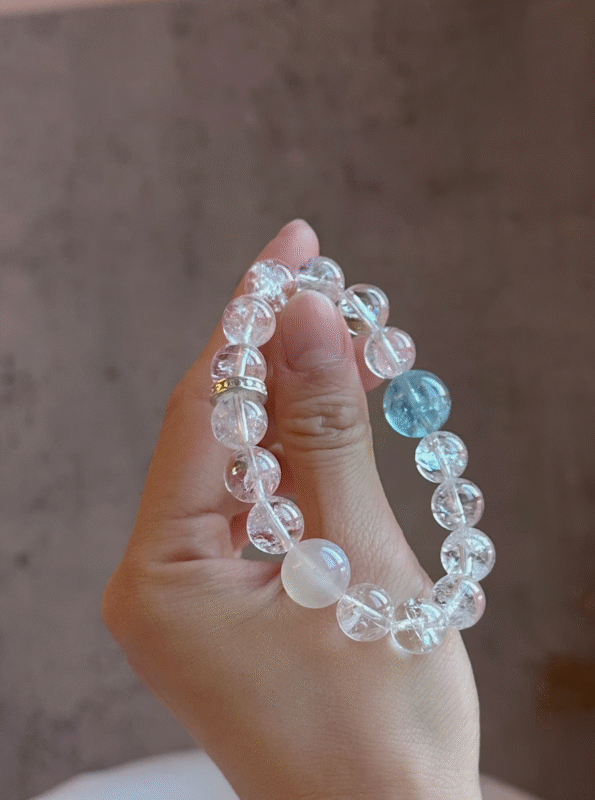 Hand-Adjusting White Azeztulite Bracelet, Metal-Water-Earth Manifestation Cycle