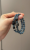 Displaying 8mm Aquamarine, Silver Obsidian Pixiu/Lion, 8mm Black Obsidian Bracelet, Water-Metal Protection Fate Loop