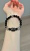 Wearing 8+mm Obsidian, Silver Obsidian, Gray Moonstone Bracelet With Silver Obsidian Pixiu, Water-Metal Energies Intertwine