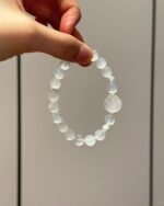 Holding Blue Moonstone Bracelet, Multi-Bead Details & Spiritual Loop
