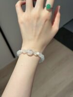 Wearing Blue Moonstone Bracelet On Wrist, Snow Phantom Quartz Spiritual Sharpness
