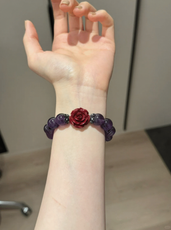 Amethyst Bracelet With Silver Accents, Water-Wood-Fire-Metal Energy Loop