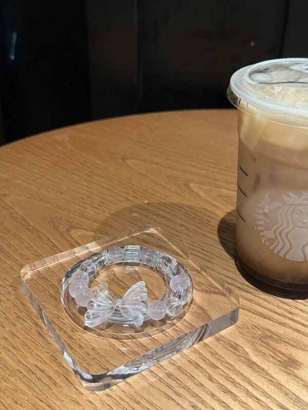 Clear Quartz Butterfly Bracelet On Crystal Mat, Energy Grid Manifestation