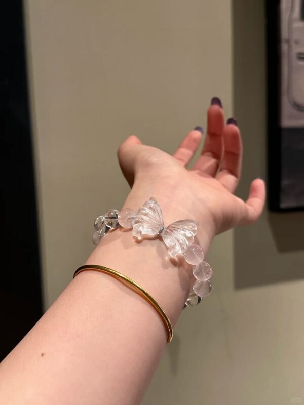 Wearing Clear Quartz Butterfly Wing, Cube & Rose Quartz Bracelet, Spiritual Cleansing Moment
