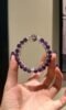 Holding Uruguay Amethyst + Purple Tower Quartz Bracelet, Top-Bead Spiritual Focus