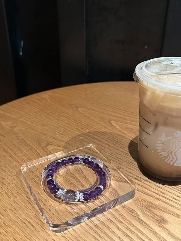 Uruguay Amethyst Bracelet Displayed, Silver-Accented Energy Grid