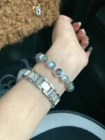 Wearing Blue Flash Moonstone Bracelet, Silver’s Stylish Vibe