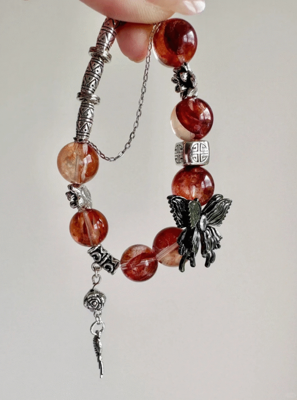 Wearing Red Fire Quartz Bracelet, Stylish Fire Energy Expression