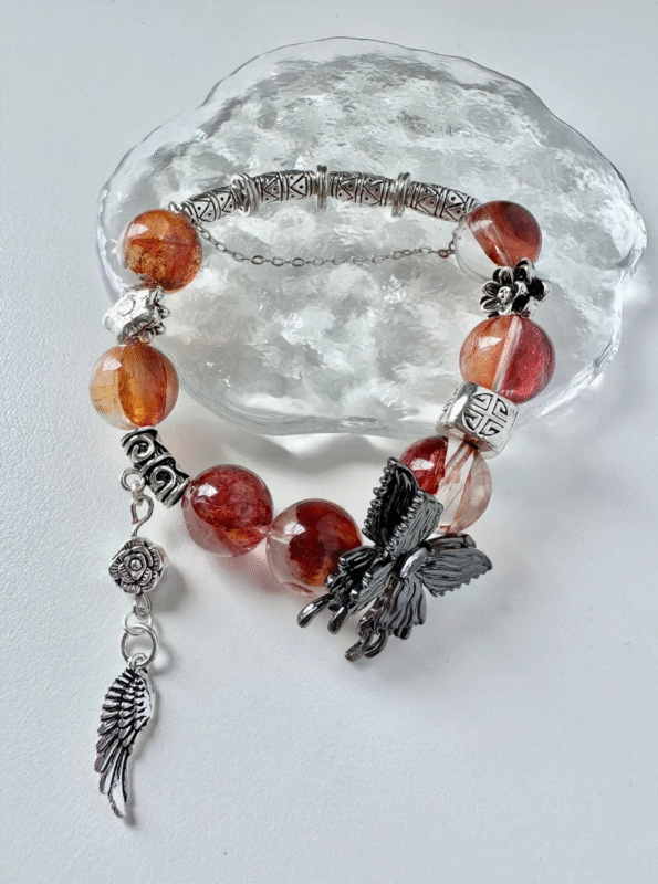 Red Fire Quartz Bracelet Resting, Tassel’s Energy Extension