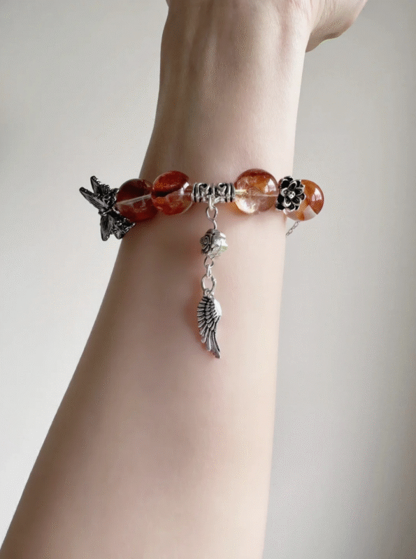 Wearing Red Fire Quartz Bracelet Daily, Fire Energy Boost