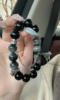 Holding Obsidian & Hawk’s Eye Bracelet, Silver Snake Accent For Energy Protection
