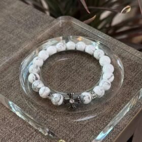 Close-Up Of 10mm White Turquoise Bracelet, Earth’s Nourishing Energy In Detail