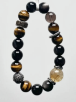 Details Of Multi-Gem Bracelet, Fire-Wood Resonance Of Tiger Eye & Yellow Azeztulite