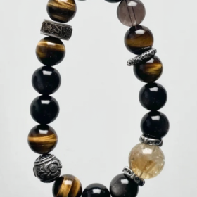 Details Of Multi-Gem Bracelet, Fire-Wood Resonance Of Tiger Eye & Yellow Azeztulite