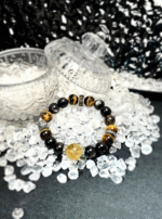 Close-Up Of Multi-Gem Bracelet, 10mm Beads & 12mm Yellow Azeztulite Energy Sync