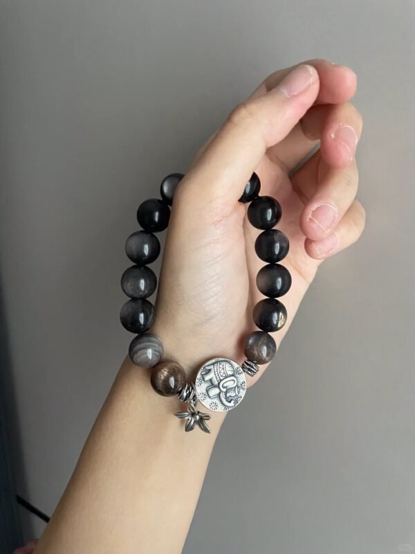 Wearing 12mm Silver Obsidian Bracelet, Four Elements Destiny Breakthrough Moment