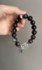 Details Of 12mm Silver Obsidian Bracelet, Metal Symbol Power Of Silver Elephant Pendant
