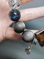 Details of Kyanite and Silver Obsidian, synergy of wind and water energy