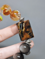 Pietersite square paired with Silver Obsidian, balance of fire and water energy
