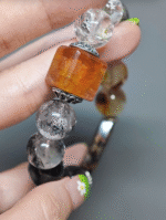 Close-up of White Azeztulite and Yellow Fire Quartz, collision of water and fire energy