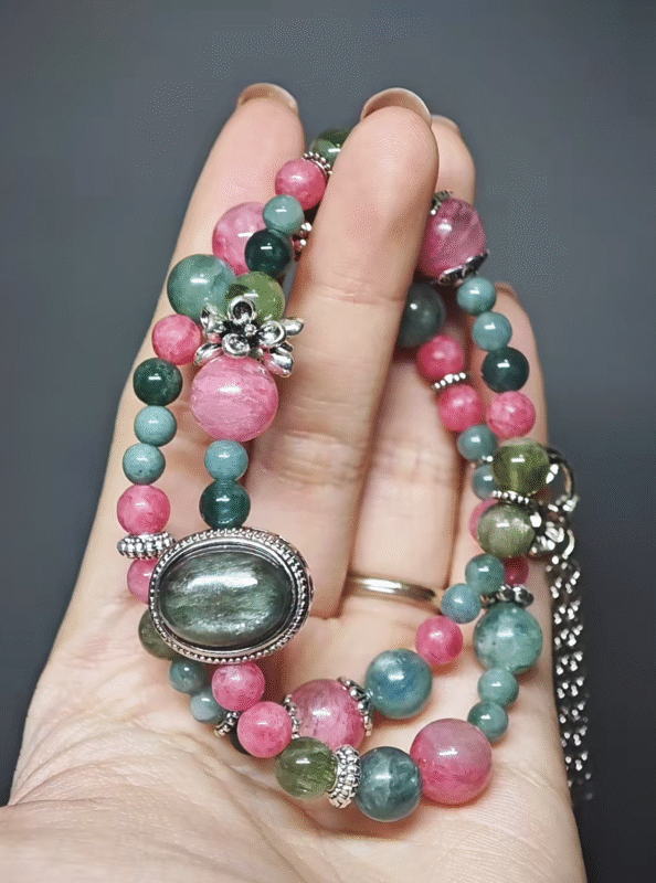 Details of deep/light 7mm Blue-Green Grandidierite & 8mm Green Grandidierite, layered earth-element energy penetration