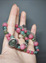 Double-strand bracelet worn, building daily energy field with Fuchsite, Rhodonite, Grandidierite