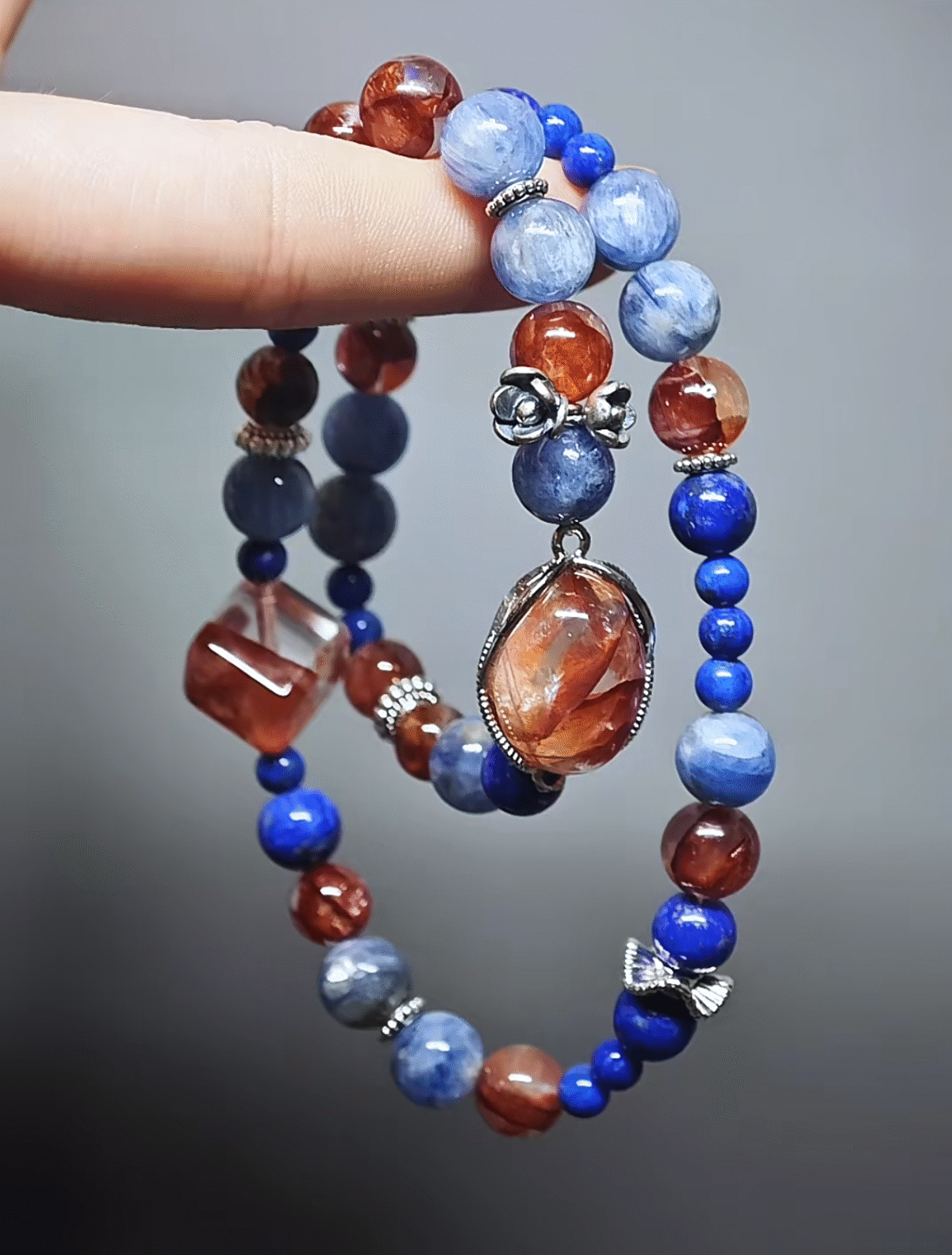 Close - up of 8mm Kyanite, the core purification source of water - element energy