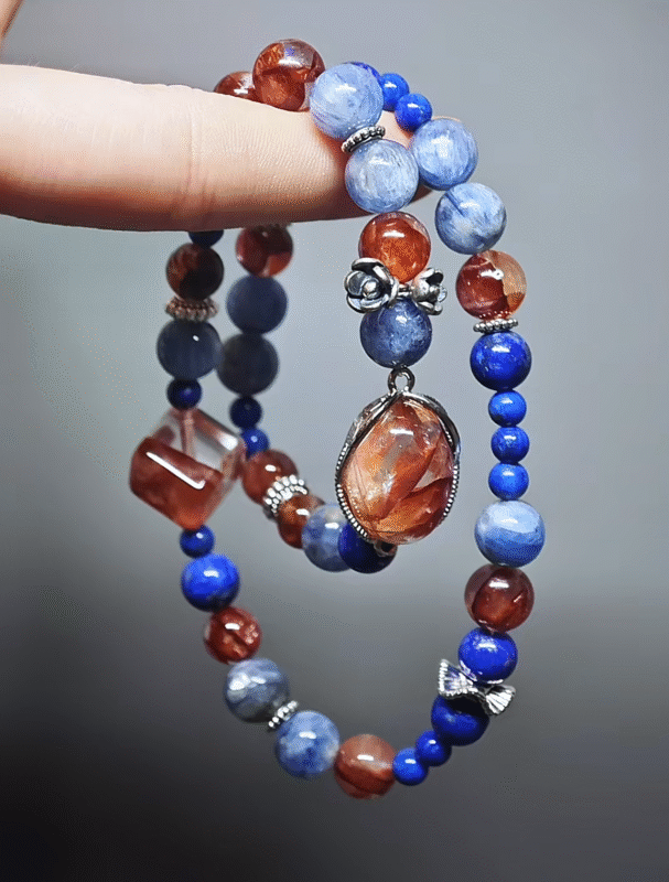 Close - up of 8mm Kyanite, the core purification source of water - element energy