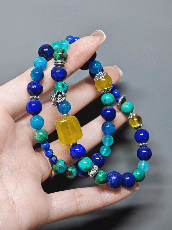 Details of 8mm Lapis Lazuli, metal-element anchoring code