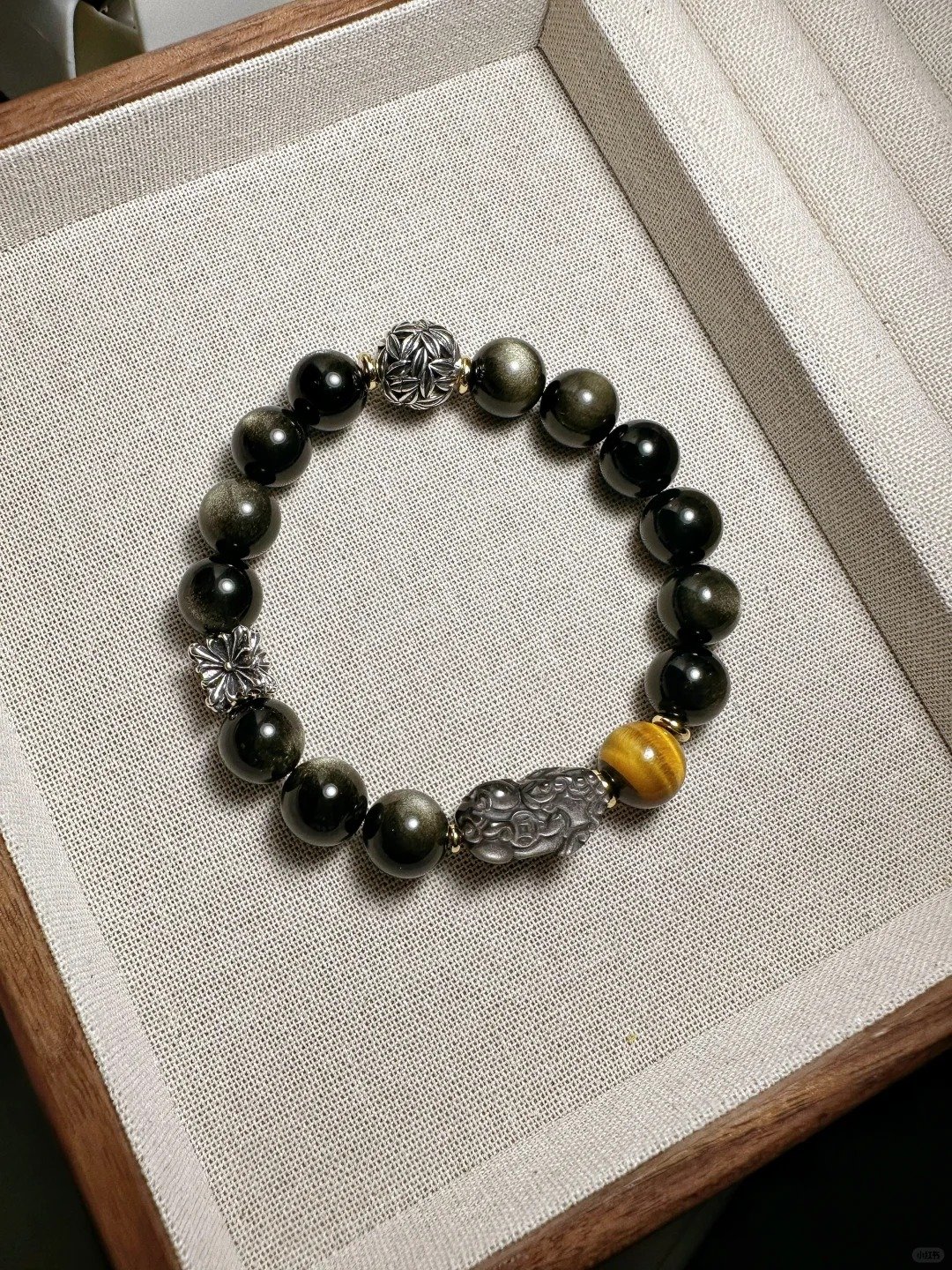 Close-up of Yellow Tiger Eye’s stripes, earth-element stability anchoring