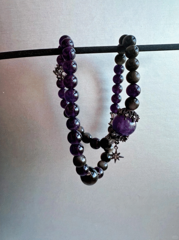 Close - up of Amethyst’s texture, presenting the wisdom - nourishing trait of water - element energy