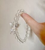 Close-up of Clear Quartz’s transparent texture, purification empowerment of metal-element energy