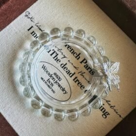 Bracelet with 8mm Clear Quartz beads and silver butterfly pendant, showcasing pure resonance of metal-element energy