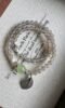 Details of the Gray Agate, Xiu Jade, and White Shell bracelet, earth-wood-water energy for natural healing