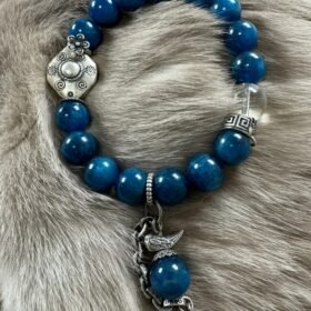 Full display of Blue Apatite bracelet, water-metal spiritual awakening