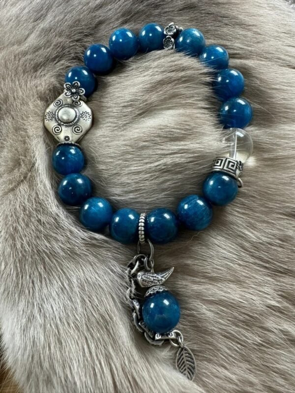 Full display of Blue Apatite bracelet, water-metal spiritual awakening