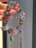 Wearing view of Rainbow Fluorite bracelet, colorful energy’s creative flow