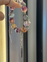 Full display of Rainbow Fluorite bracelet, color-metal spiritual awakening