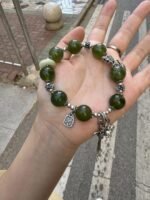 Multi-bead arrangement of Green Grape Xiu Jade bracelet, wood-metal energy rhythm